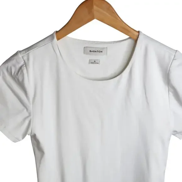 Aritzia Babaton Contour Crew Short Sleeve Bodysuit Womens Size Medium White - Picture 3 of 9